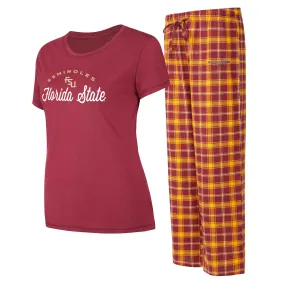 Lids Women's Concepts Sport Garnet/Gold Florida State Seminoles Arctic T-Shirt & Flannel Pants Sleep Set