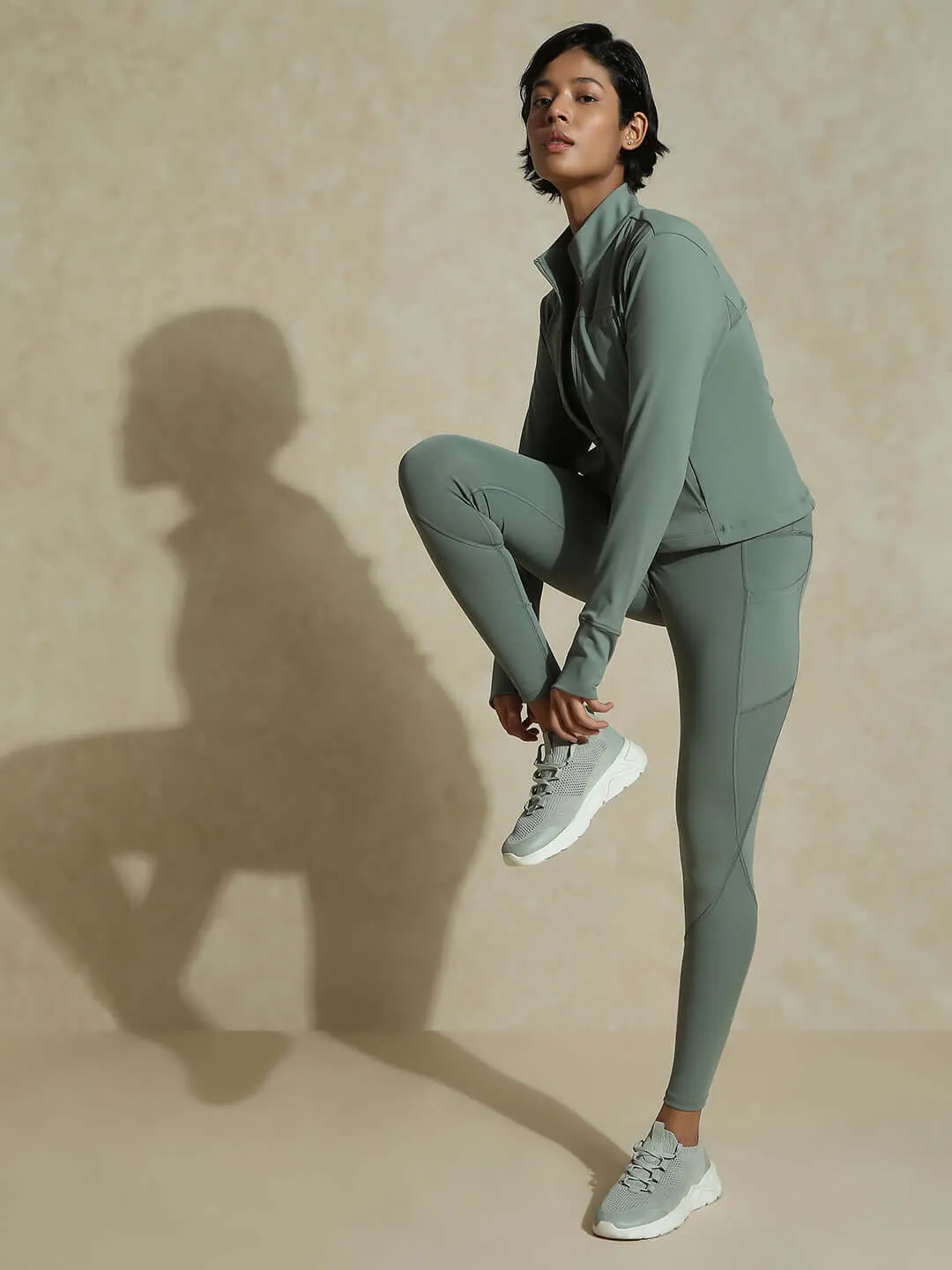 Light Sage Aero fit Athletic Jacket & Aura Leggings