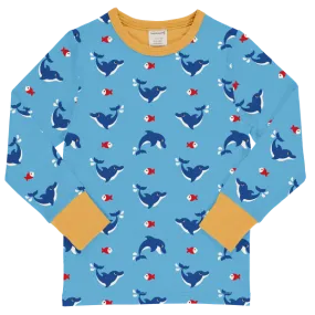 Maxomorra Dolphin Organic Cotton Long Sleeved Top