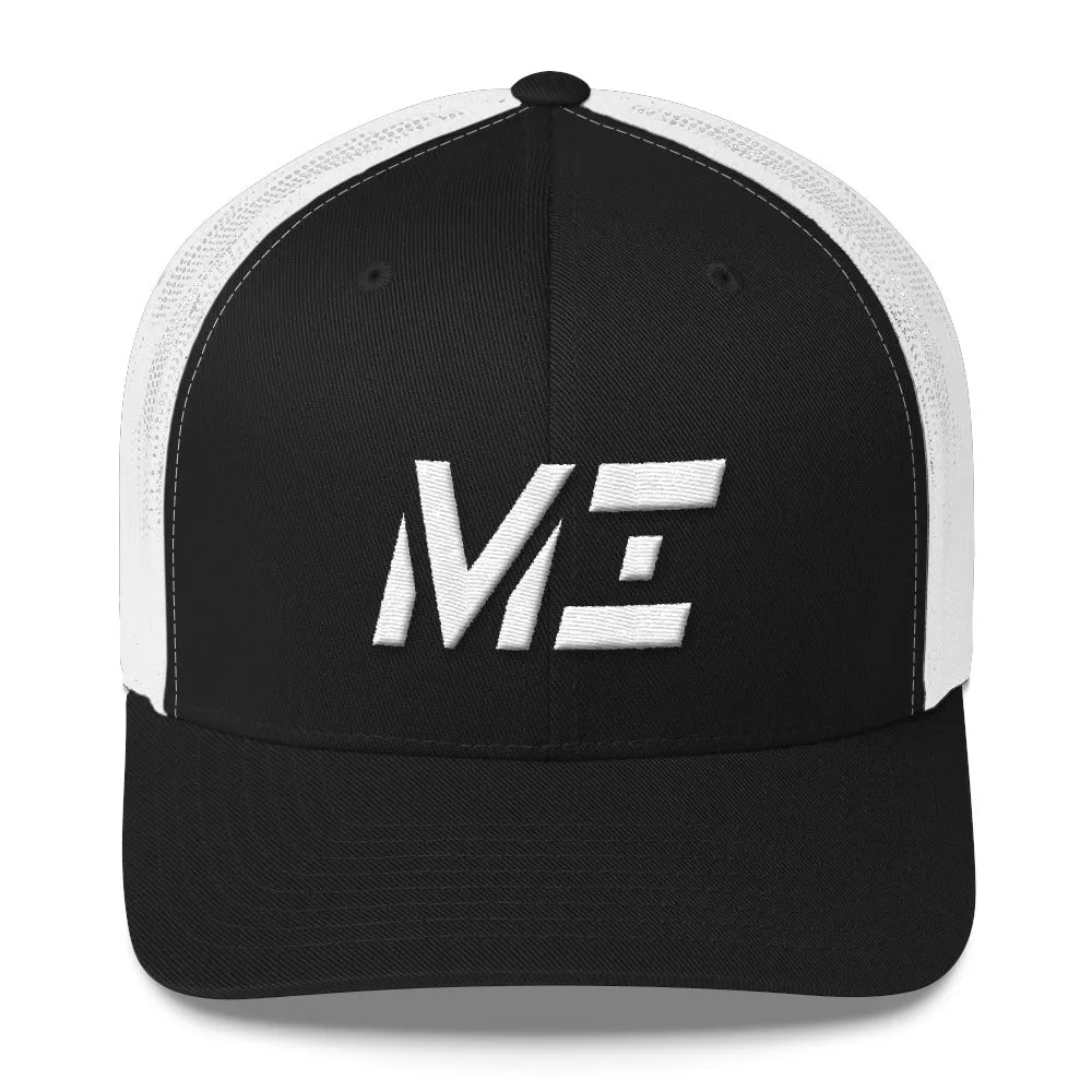 Michigan - Mesh Back Trucker Cap - White Embroidery - MI - Many Hat Color Options Available