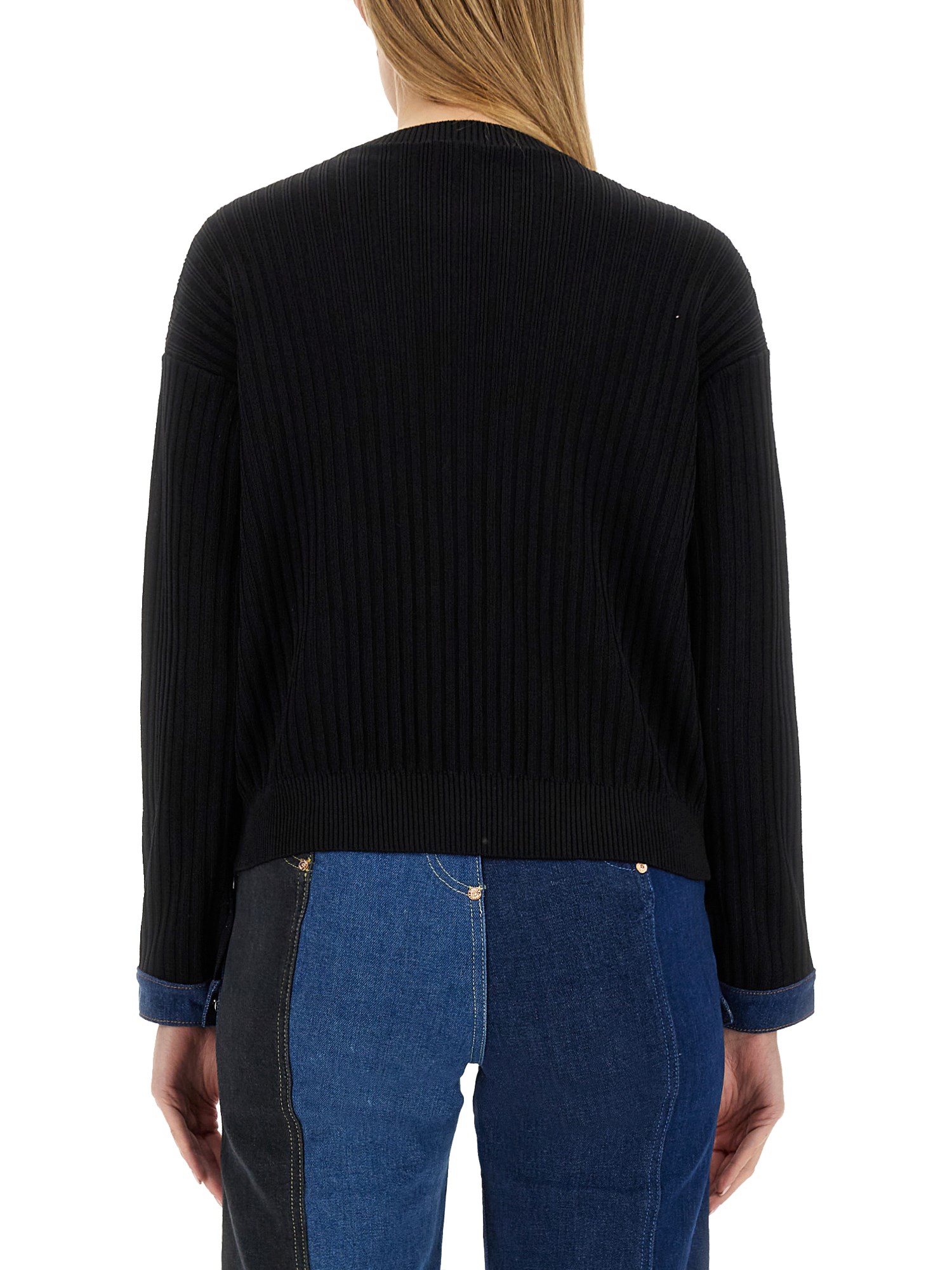 MOSCHINO JEANS    STRETCH CREPE JERSEY WITH DENIM DETAILS