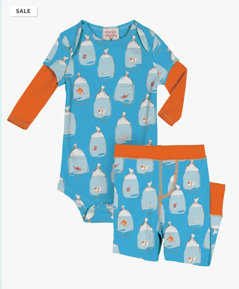 Munki Munki Goldfish infant romper & pants set