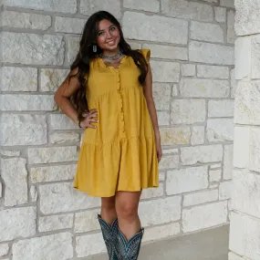 Mustard Ruffle Baby Doll Dress