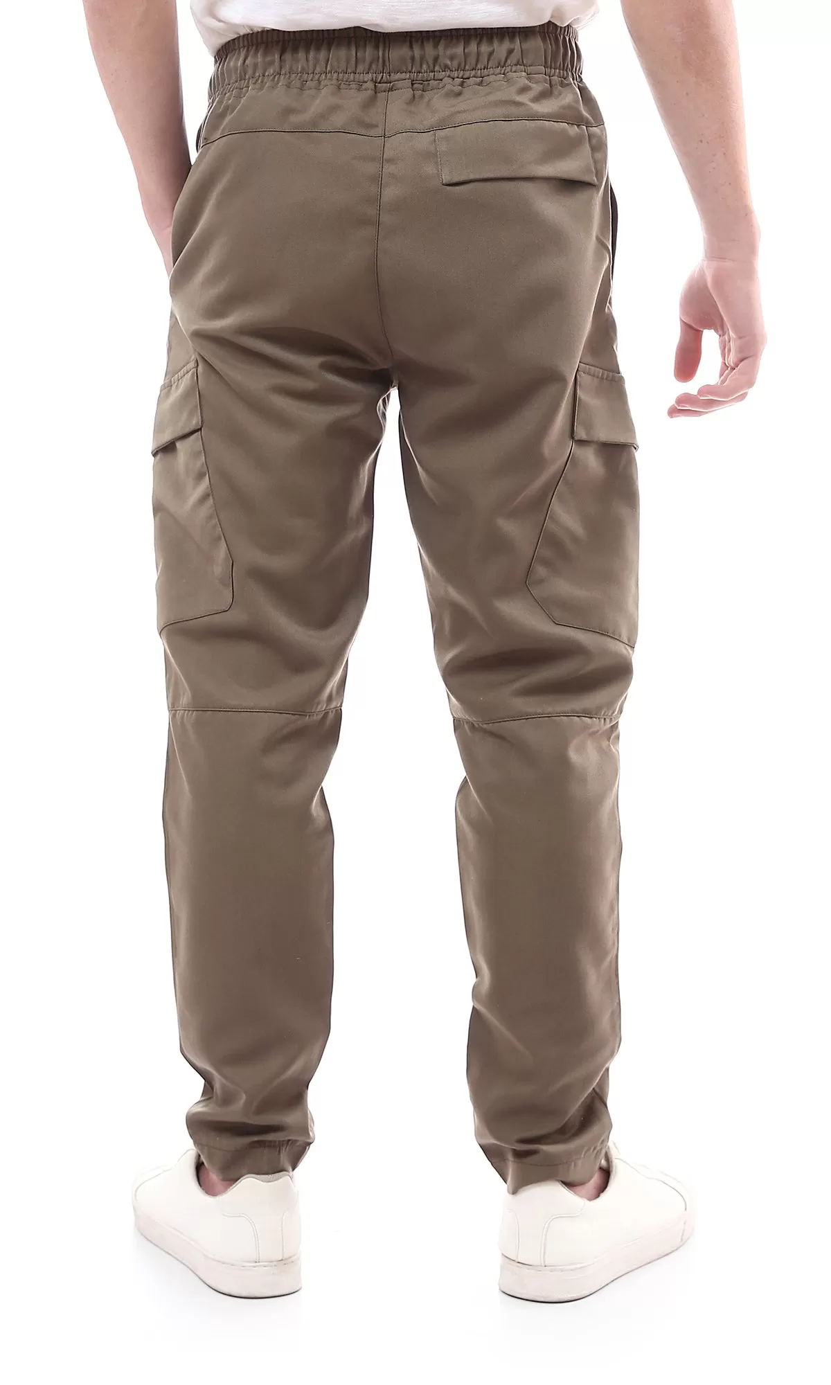 O170535 Elastic Waist With Drawstring Olive Cargo Pants