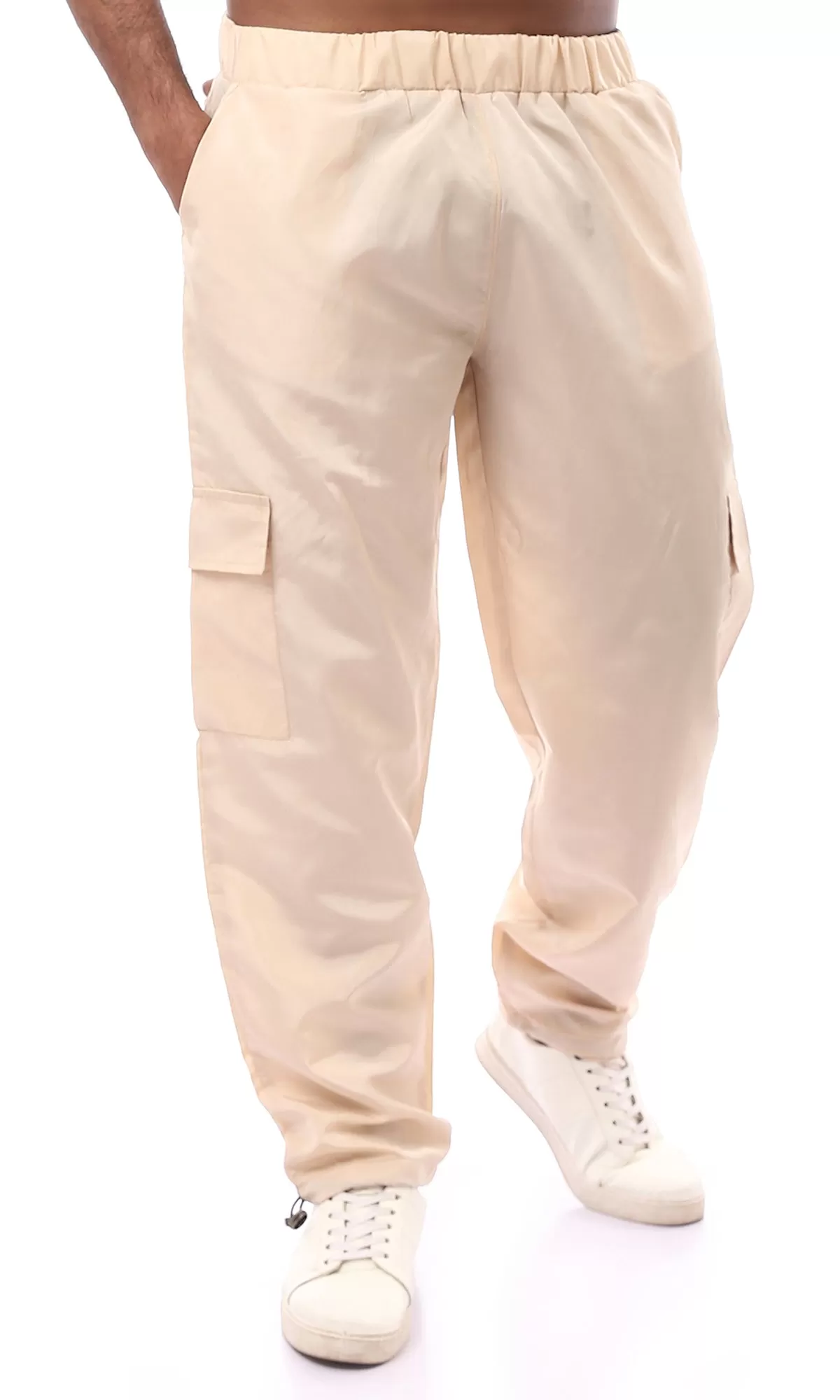 O174507 Slip On Dark Beige Waterproof Cargo Pants