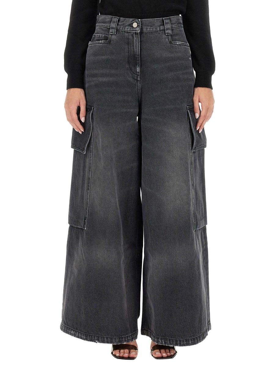 PALM ANGELS    WIDE PARACHUTE JEANS IN COTTON DENIM