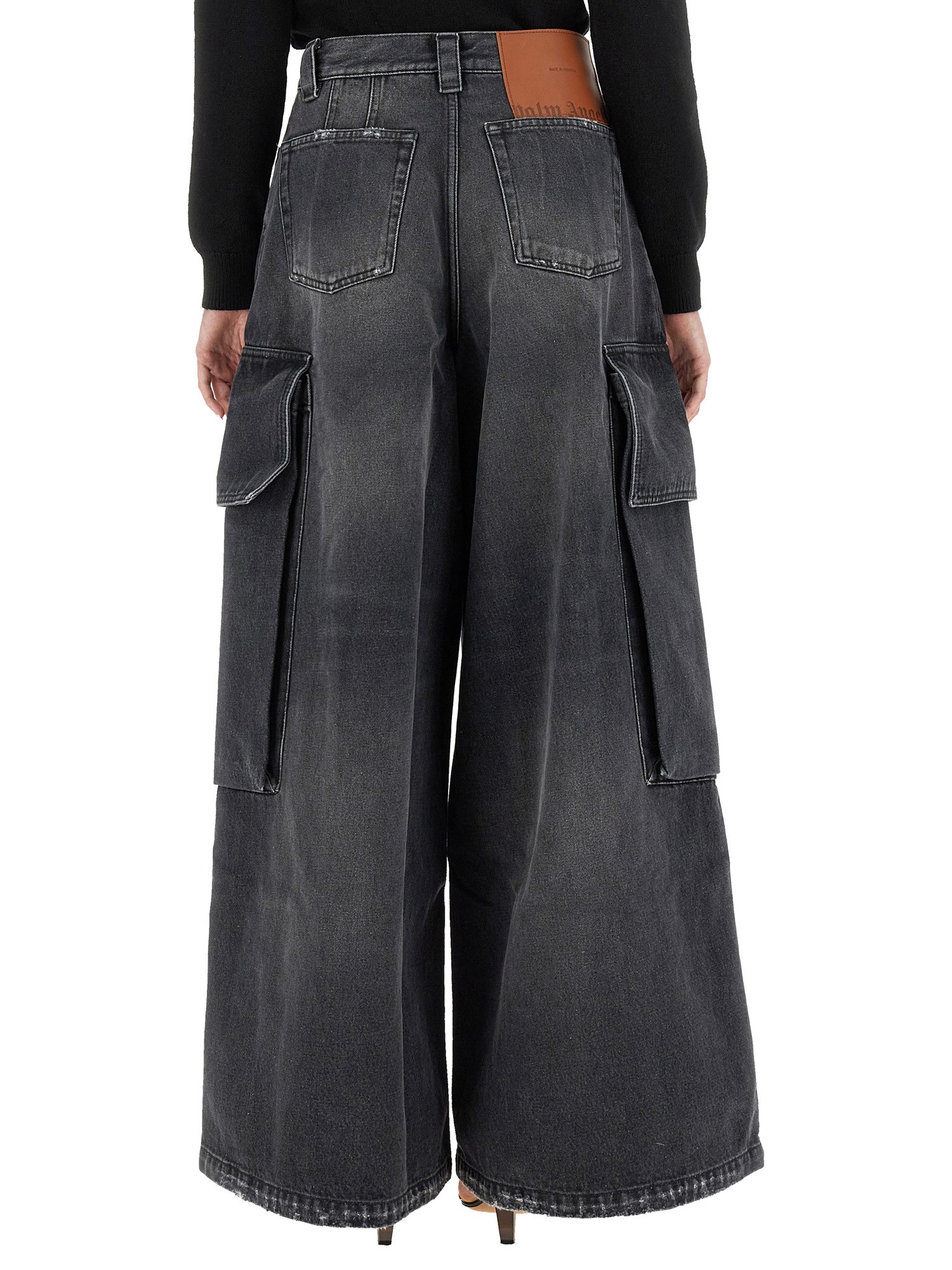 PALM ANGELS    WIDE PARACHUTE JEANS IN COTTON DENIM