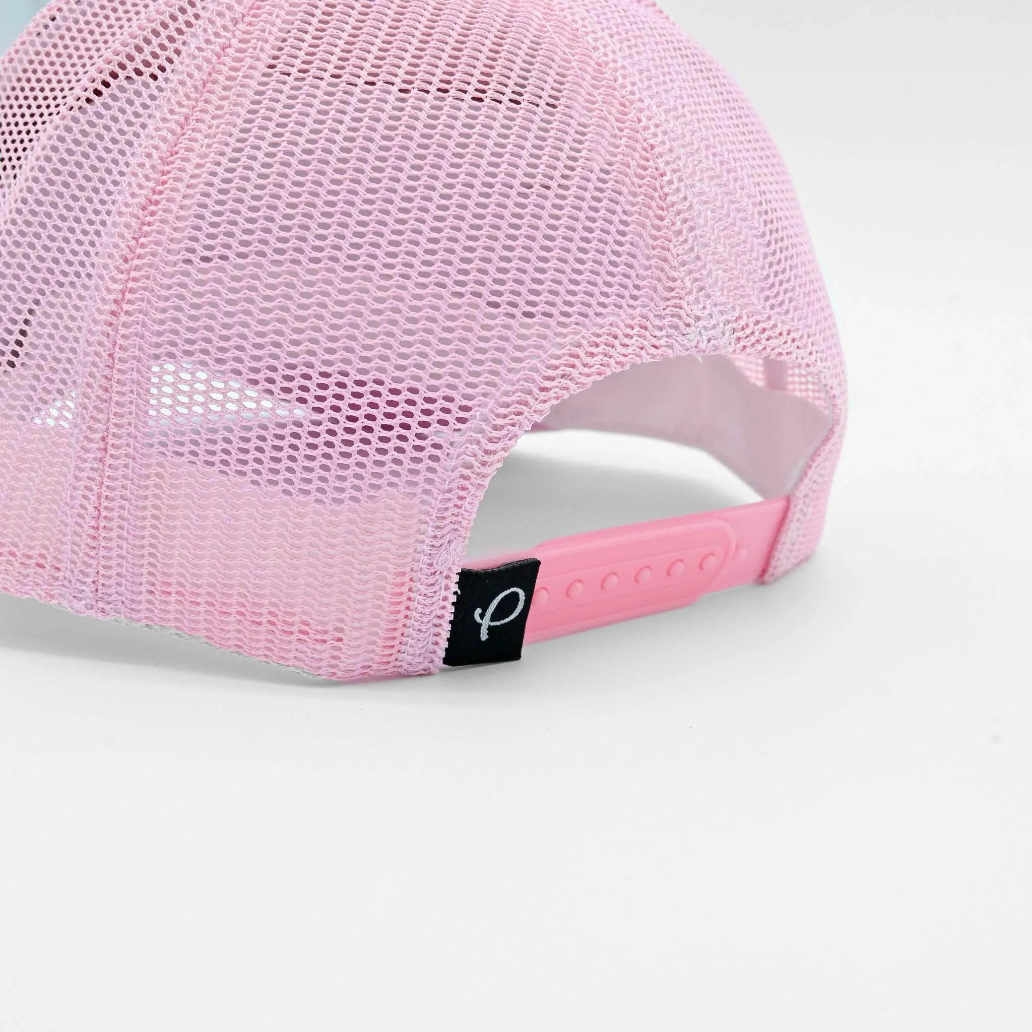 Pink Pres Leather Trucker Hat