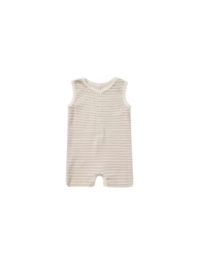 Quincy Mae - Oat Stripe Henley Romper