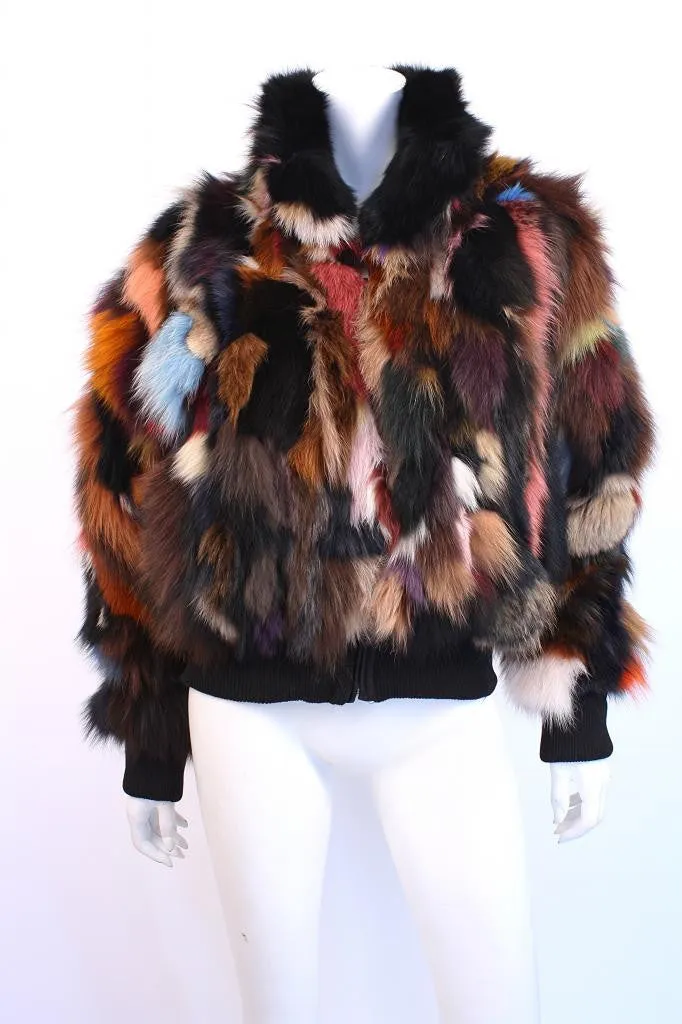 Rainbow Fox Fur Jacket