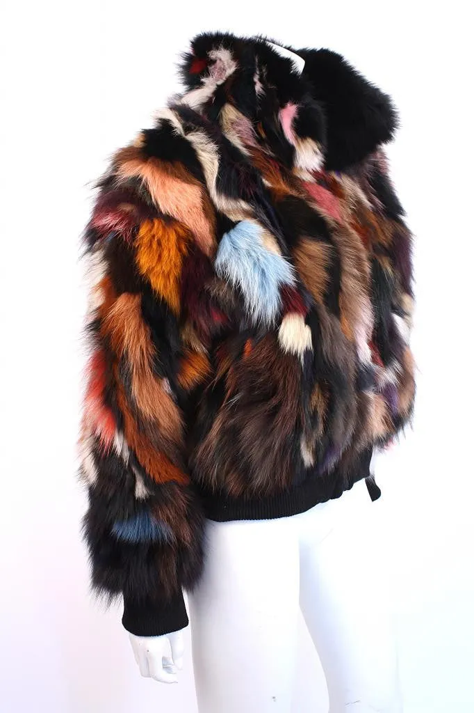 Rainbow Fox Fur Jacket