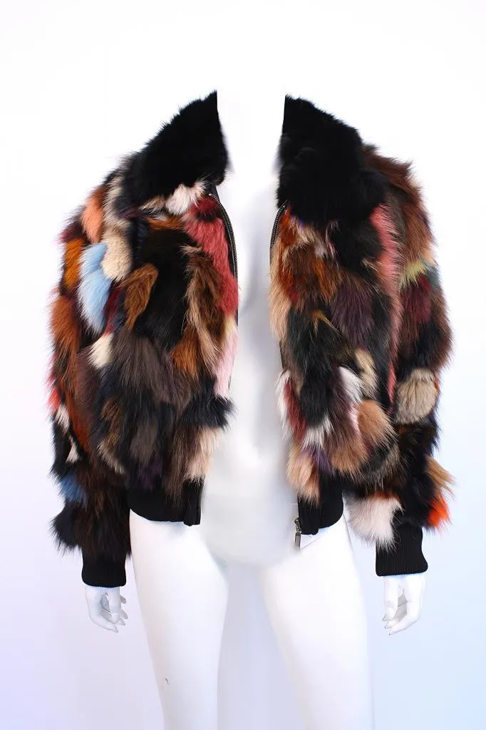 Rainbow Fox Fur Jacket