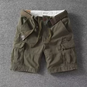 Retro heavy washed multi-pocket loose straight casual cargo pants