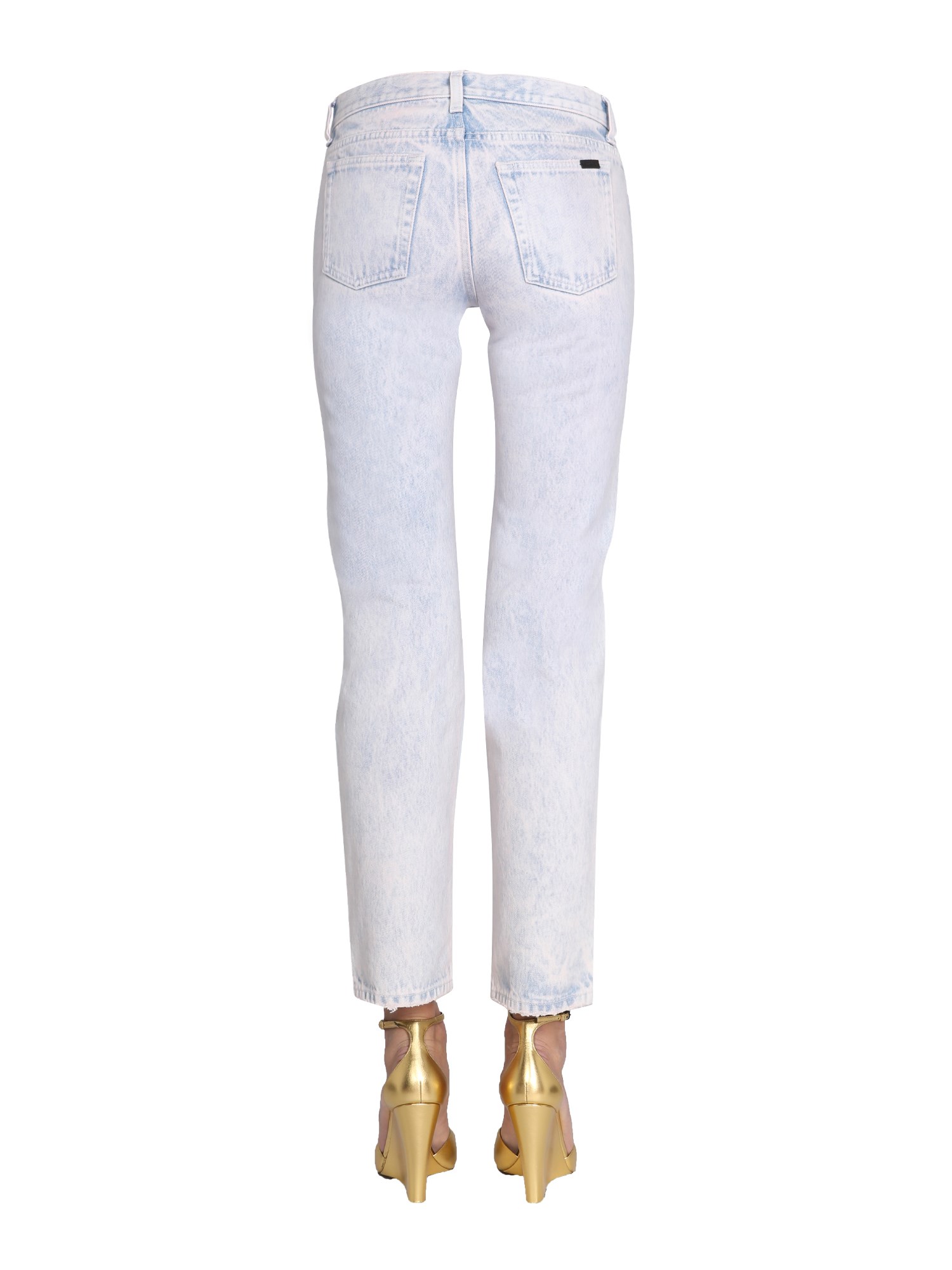 SAINT LAURENT    LOW RISE COTTON DENIM JEANS