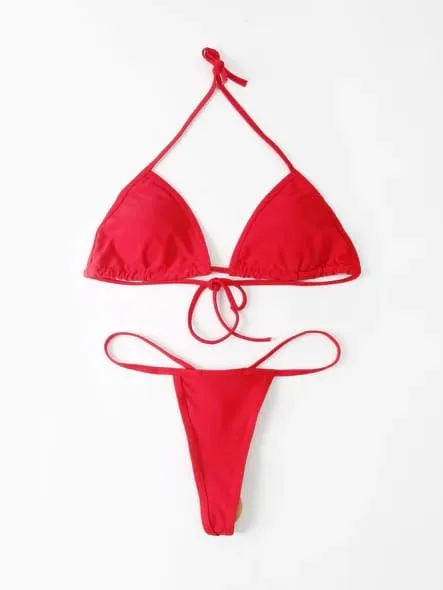 Sexy Red Fashion High Waist Micro Thong G-String Bikini (Black or White Available)