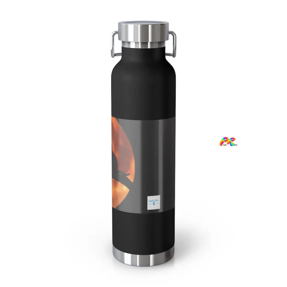 Silhouette of Cat on A Branch Under Full Moon 22oz Vacuum Insulated Bottle