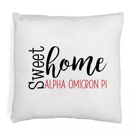 Sweet Home Alpha Omicron Pi Throw Pillow Cover for Sorority Room Decor