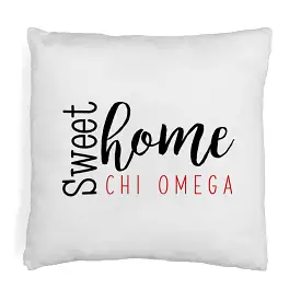 Sweet Home Chi Omega Throw Pillow Cover for Sorority Room Decor