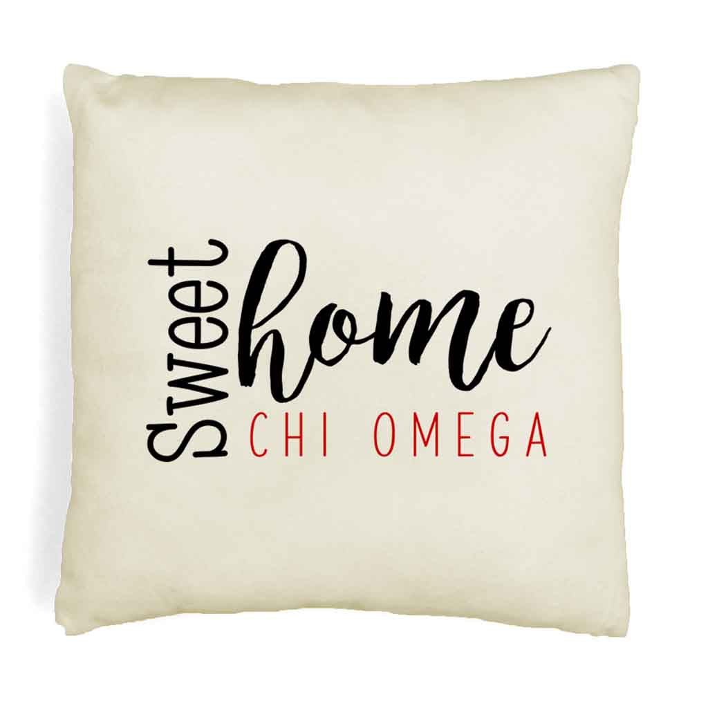 Sweet Home Chi Omega Throw Pillow Cover for Sorority Room Decor