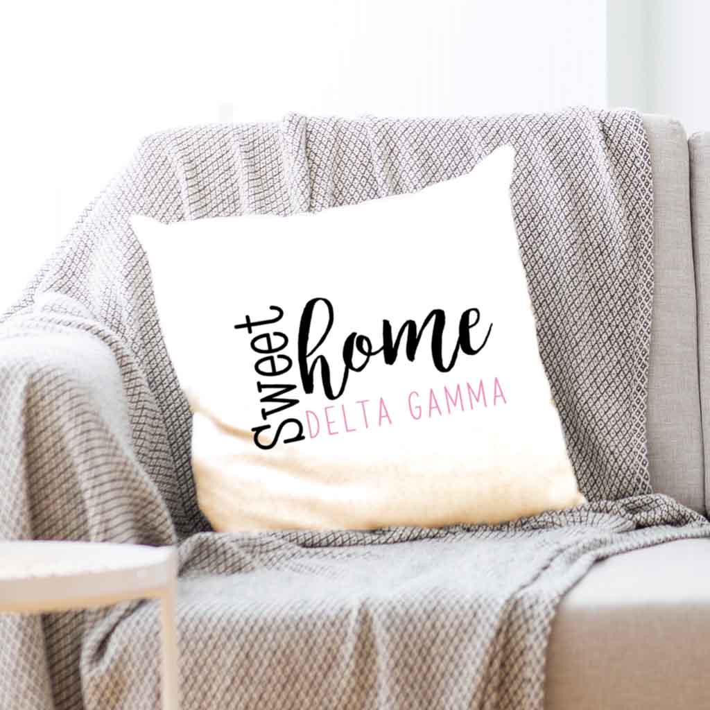 Sweet Home Delta Gamma Throw Pillow Cover for Sorority Room Decor