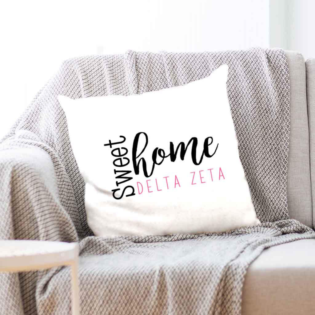 Sweet Home Delta Zeta Throw Pillow Cover for Sorority Room Decor