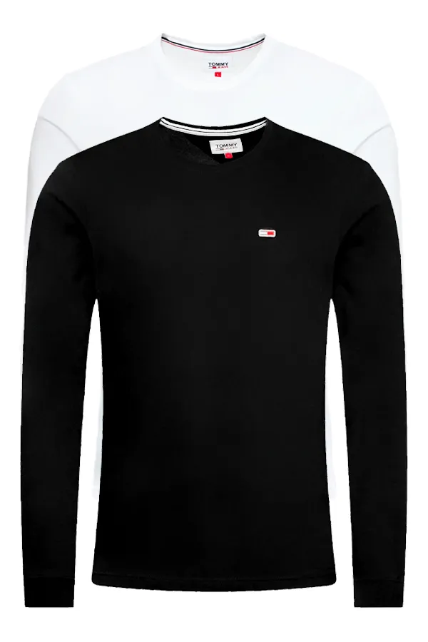 Tommy Hilfiger Regular 2-Pack L/S Tee White/Black