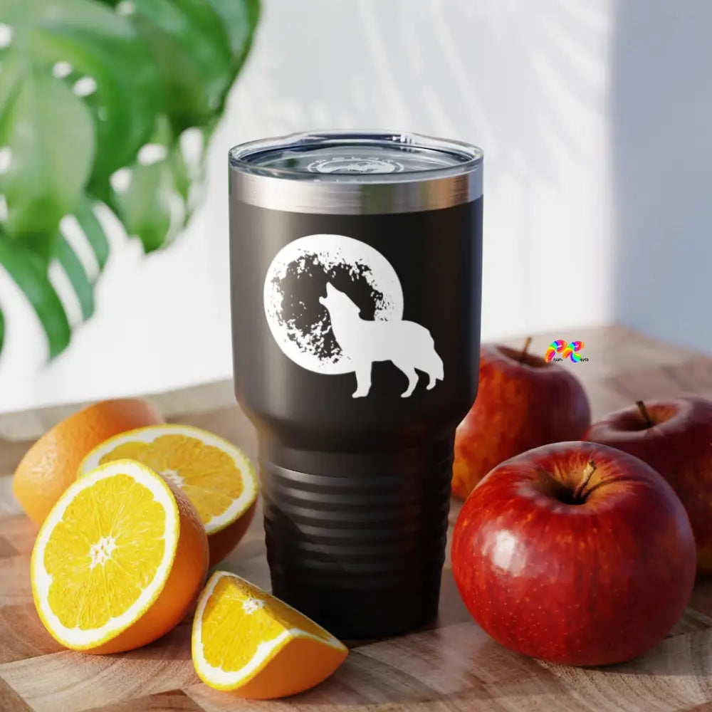 Wolf and Full Moon Ringneck Tumbler, 30oz