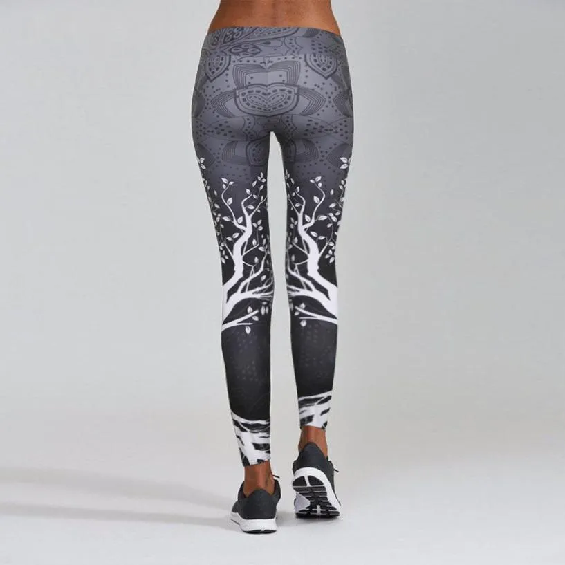 Women Printed Sports Yoga Workout Gym Fitness Exercise Athletic Pants Sport Leggings Running Pants Women Stretchy Gym Tights