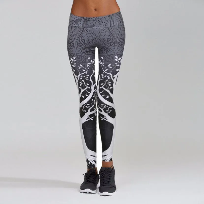 Women Printed Sports Yoga Workout Gym Fitness Exercise Athletic Pants Sport Leggings Running Pants Women Stretchy Gym Tights